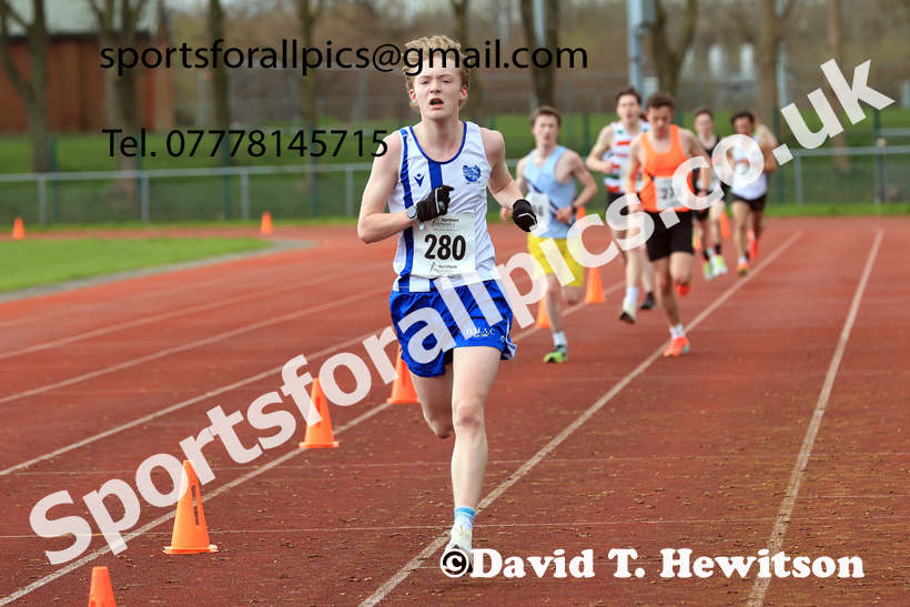 Mens Under-17s Young Athletes 5k, 2026 Northern Mens 12 and Womens 6 Stage Road Relays and Young Athletes 5k, Sheepmount Stadium, Carlisle. Photo: David T. Hewitson/Sports for All Pics